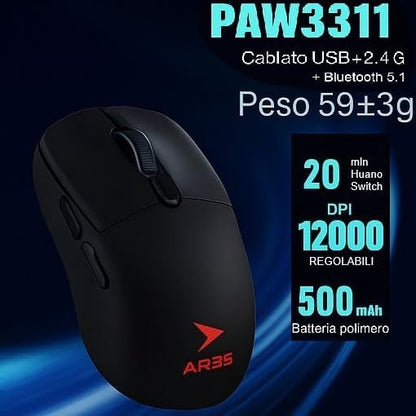 AR3S Blood Red V1 - High Perfomance Gaming Mouse